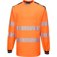 Portwest, Portwest PW3 Hi Vis Cotton Comfort Long Sleeve T Shirt Orange / Black M Portwest, Portwest PW3 Hi Vis Cotton Comfort Long Sleeve T Shirt Orange / Black M