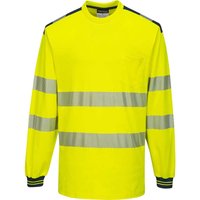 Portwest, Portwest PW3 Hi Vis Cotton Comfort Long Sleeve T Shirt Yellow / Navy L Portwest, Portwest PW3 Hi Vis Cotton Comfort Long Sleeve T Shirt Yellow / Navy L