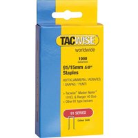 Tacwise, Tacwise Type 91 Narrow Staples 15mm Pack of 1000 Tacwise, Tacwise Type 91 Narrow Staples 15mm Pack of 1000