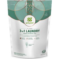 3 in 1 Laundry Powder Detergent Pods, Vetiver, 24 Loads, 13.5 oz (384 g), Grab Green