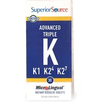 Advanced Triple K (500 mcg K1 / 500 mcg K2-MK4 / 50 mcg K2-MK7), 30 Instant Dissolve Tablets, Superior Source