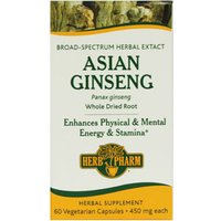 Asian Ginseng 450 mg, 60 Vegetarian Capsules, Herb Pharm