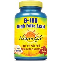 B-100 High Folic Acid, 100 Capsules, Natures Life