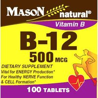 Vitamin B-12 500 mcg, 100 Tablets, Mason Natural