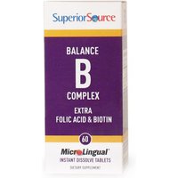 Balance B Complex with Extra Folic Acid & Biotin, 60 Instant Dissolve Tablets, Superior Source