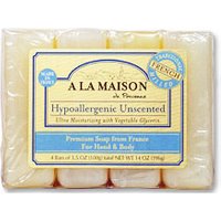 Hypoallergenic Unscented Bar Soap Value Pack, 4 x 3.5 oz, A La Maison