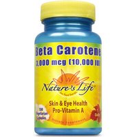 Beta Carotene 3000 mcg (10000 IU), 100 Vegetarian Capsules, Natures Life