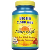 Biotin 2500 mcg, 200 Vegetarian Capsules, Natures Life