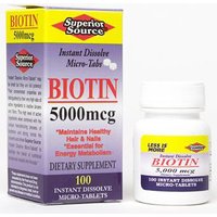 Biotin 5000 mcg, 100 Instant Dissolve Tablets, Superior Source