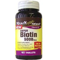 Super Biotin 5000 mcg, 60 Tablets, Mason Natural