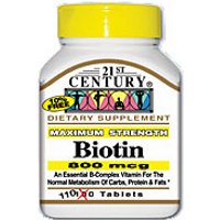 Biotin 800 mcg 110 Tablets, 21st Century Health Care