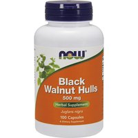Black Walnut Hulls 500 mg, 100 Capsules, NOW Foods