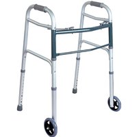 BodyMed Aluminum Two-Button Folding Walker with 5" Wheels, ZZRWAL01