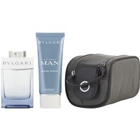 Bvlgari Man Glacial Essence Eau De Parfum Spray & Aftershave Balm & Pouch for Men, 3.4 oz & 3.4 oz