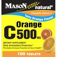 Chewable Vitamin C 500 mg, Orange Flavor, 100 Tablets, Mason Natural