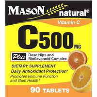 Vitamin C 500 mg with Rose Hips & Bioflavonoid Complex, 90 Tablets, Mason Natural