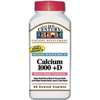 Calcium 1000 + D 90 Coated Caplets, 21st Century Health Care