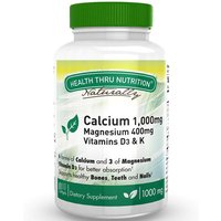 Calcium 1000 mg Magnesium 400 mg with Vitamin D3 & K, 90 Softgels, Health Thru Nutrition