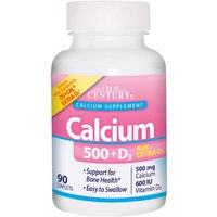 Calcium 500 + Extra D3, 90 Caplets, 21st Century HealthCare