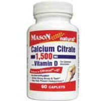 Calcium Citrate 1500 mg with Vitamin D, 60 Caplets, Mason Natural
