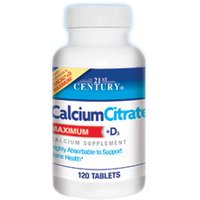 Calcium Citrate + D3 Maximum, 120 Tablets, 21st Century HealthCare