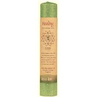 Chakra Energy Pillar Candle with Pure Essential Oils, Healing (Green), 1 Candle, Aloha Bay