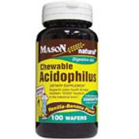 Chewable Acidophilus with Pectin, Vanilla-Banana Flavor, 100 Tablets, Mason Natural
