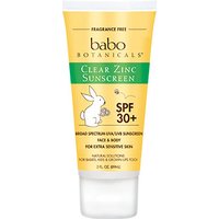 Clear Zinc Sunscreen SPF 30+, Fragrance Free, 3 oz, Babo Botanicals