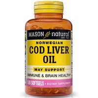 Cod Liver Oil Plus Vitamin A & D3, 100 Softgels, Mason Natural