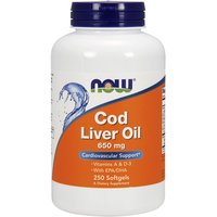 Cod Liver Oil 650mg 250 Softgels, NOW Foods