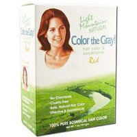 Natural Hair Color & Conditioner, Color The Gray, Red, 7 oz, Light Mountain Henna