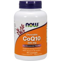 CoQ10 200 mg Lozenges, Chewable Coenzyme Q10, 90 Lozenges, NOW Foods