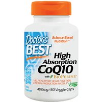 High Absorption CoQ10 400 mg with Bioperine, 60 Veggie Caps, Doctors Best (Naturally Fermented)