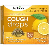 All Natural Cough Drops - Honey Lemon, 18 Drops, Herbion