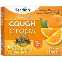 All Natural Cough Drops - Orange, 18 Drops, Herbion