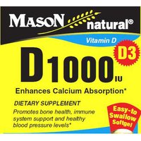 Vitamin D 1000 IU, 120 Softgels, Mason Natural