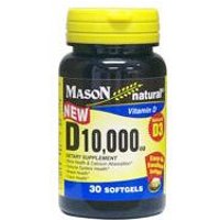 Vitamin D 10000 IU, 30 Softgels, Mason Natural