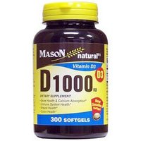 Vitamin D 1000 IU, 300 Softgels, Mason Natural