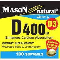 Vitamin D 400 IU, 100 Softgels, Mason Natural