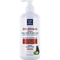 De-Stress 2-in-1 Body Wash & Bath Soak - Cedarwood + Bergamot, 16 oz, Kiss My Face