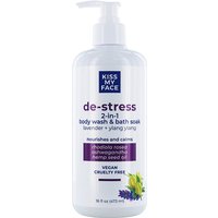 De-Stress 2-in-1 Body Wash & Bath Soak - Lavender + Ylang Ylang, 16 oz, Kiss My Face