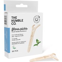 Dental Floss Picks with Grip Handle - Mint, 50 pcs, The Humble Co.