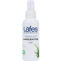 Lafes Deodorant Spray with Aloe Vera - Unscented, 4 oz, Natural BodyCare