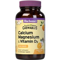 EarthSweet Chewables Calcium Magnesium & Vitamin D3, Natural Orange Vanilla Flavor, 90 Chewable Tablets, Bluebonnet Nutrition