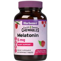 EarthSweet Chewables Melatonin 5 mg, Natural Raspberry Flavor, 60 Chewable Tablets, Bluebonnet Nutrition