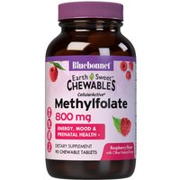 EarthSweet Chewables CellularActive Methylfolate 800 mcg, Natural Raspberry Flavor, 90 Chewable Tablets, Bluebonnet Nutrition
