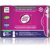 Eco Certified Extra Heavy Overnight / Postpartum Menstrual Pads with Anion Strip, 6 ct, Genial Day