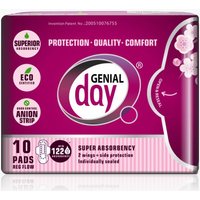Eco Certified Regular Flow Menstrual Pads with Anion Strip, 10 ct, Genial Day