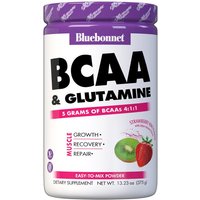 Extreme Edge BCAA Plus Glutamine Powder, Strawberry Kiwi Flavor, 13.23 oz, Bluebonnet Nutrition