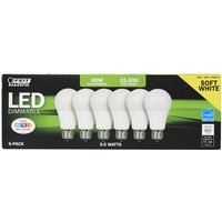 Feit Electric 9.5 Watts LED Dimmable Replacement Bulb, Soft White, 6 Pack